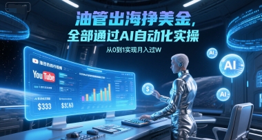 油管出海挣美金，全部通过AI自动化实操，从0到1实现月入过W-创学笔记