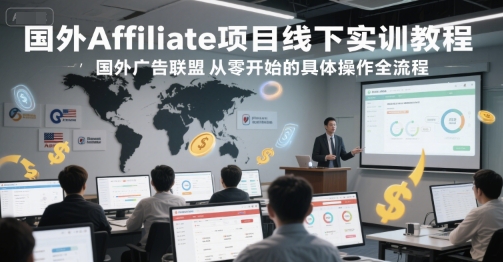 国外Affiliate项目线下实训教程，国外广告联盟从零开始的具体操作全流程-创学笔记