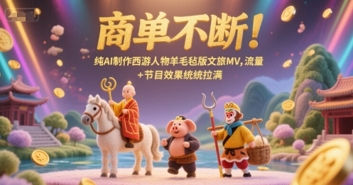 商单不断！纯AI制作西游人物羊毛毡版文旅MV，流量+节目效果统统拉满-创学笔记