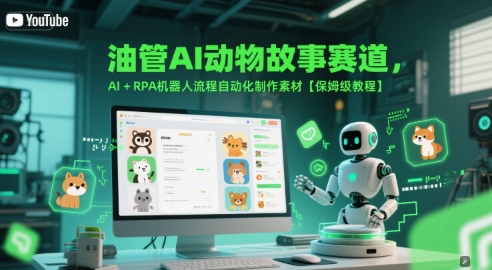 油管AI动物故事赛道，AI+RPA机器人流程自动化制作素材【保姆级教程】-创学笔记
