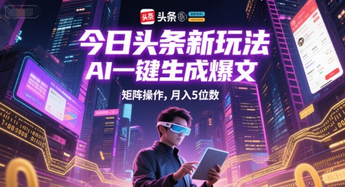 今日头条新玩法，AI一键生成爆文，矩阵操作，月入5位数-创学笔记