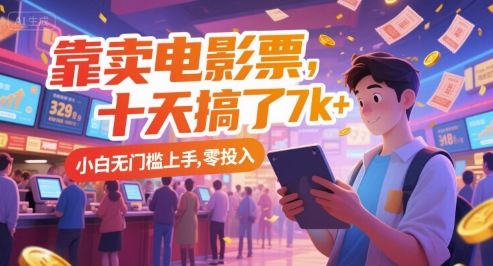 靠卖电影票，十天搞了7k+，小白无门槛上手，零投入【揭秘】-创学笔记