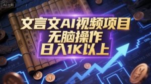 文言文AI视频项目,无脑操作,日入1K以上-创学笔记