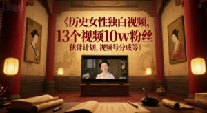 历史女性独白视频,13个视频10w粉丝,伙伴计划,视频号分成等-创学笔记