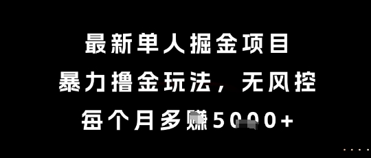 最新单人掘金项目，暴力撸金玩法，无风控，每个月多挣5k+【揭秘】-创学笔记