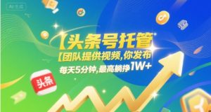 【头条号托管 】团队提供视频,你发布,每天5分钟,最高躺挣1W+【揭秘】-创学笔记