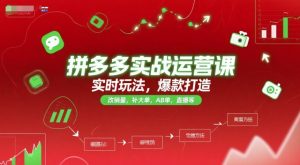 拼多多实战运营课,实时玩法,爆款打造,改销量,补大单,AB单,直播等(更新2025月)-创学笔记