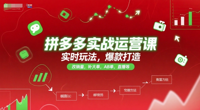 拼多多实战运营课，实时玩法，爆款打造，改销量，补大单，AB单，直播等（更新2025月）-创学笔记