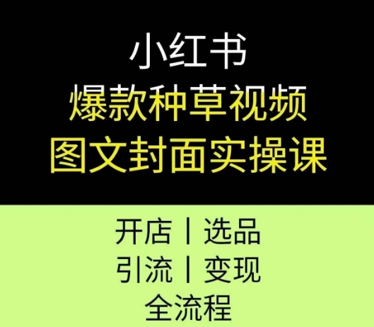 小红书爆款种草视频图文封面实操课，开店、选品、引流、变现全流程-创学笔记