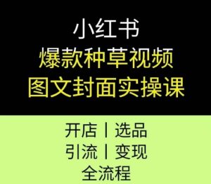 小红书爆款种草视频图文封面实操课,开店、选品、引流、变现全流程-创学笔记