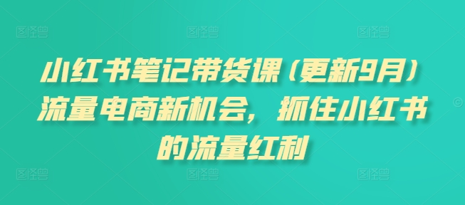 小红书笔记带货课(更新25年6月)流量电商新机会，抓住小红书的流量红利-创学笔记