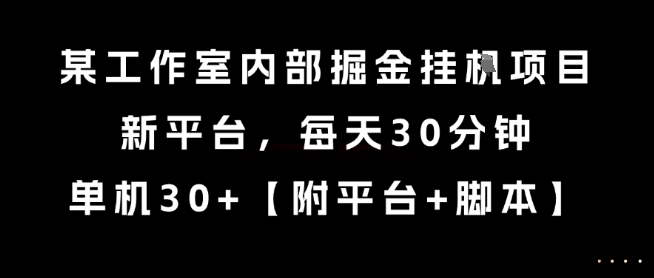 某工作室内部掘金挂G项目，新平台，每天30分钟，单机30+【揭秘】-创学笔记