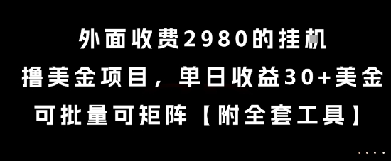 外面收费2980的挂G撸美金项目，单日收益30+美金，可批量可矩阵【揭秘】-创学笔记