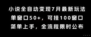 小说全自动变现7月玩法,单窗口50+,可挂100窗口,简单上手,全流程限时公布【揭秘】-创学笔记