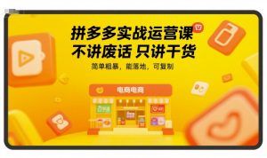 拼多多实战运营课,不讲废话只讲干货,简单粗暴,能落地,可复制-创学笔记