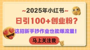 2025年小红书日引100+创业粉?这招新手抄作业也能爆流量!-创学笔记