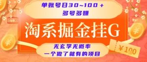 淘系掘金挂G项目,单账号日收益30~100+,多号多得,一个做了就有的项目【揭秘】-创学笔记