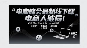 电商峰会最新线下课,电商人破局,如何用AI降本增效,AI应用-全域推广-直播运营-付费流量-创学笔记