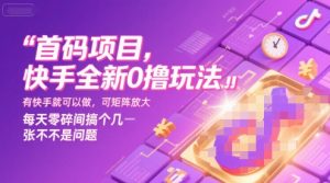 首码项目,快手全新0撸玩法,有快手就可以做,可矩阵放大,每天零碎时间搞个几张不是问题【揭秘】-创学笔记