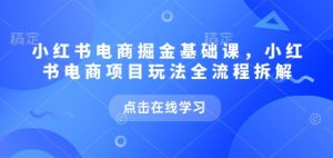 小红书电商掘金课,小红书电商项目玩法全流程拆解(更新7月)-创学笔记