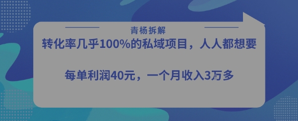 转化率最高的私域项目，每单利润40-50米，月入过1w-创学笔记