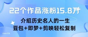22个作品涨粉15.8W ,介绍历史名人的一生 , 豆包+即梦+剪映轻松复制-创学笔记